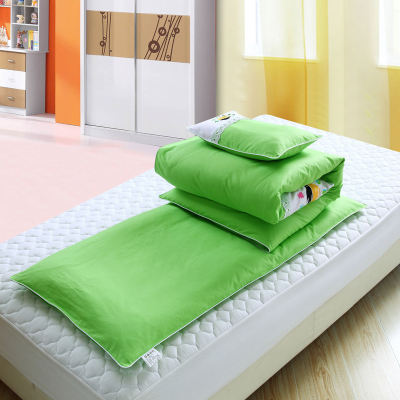 邦卡猫纯棉床单被套纯色拼接幼儿园学生宿舍被单全棉三件套