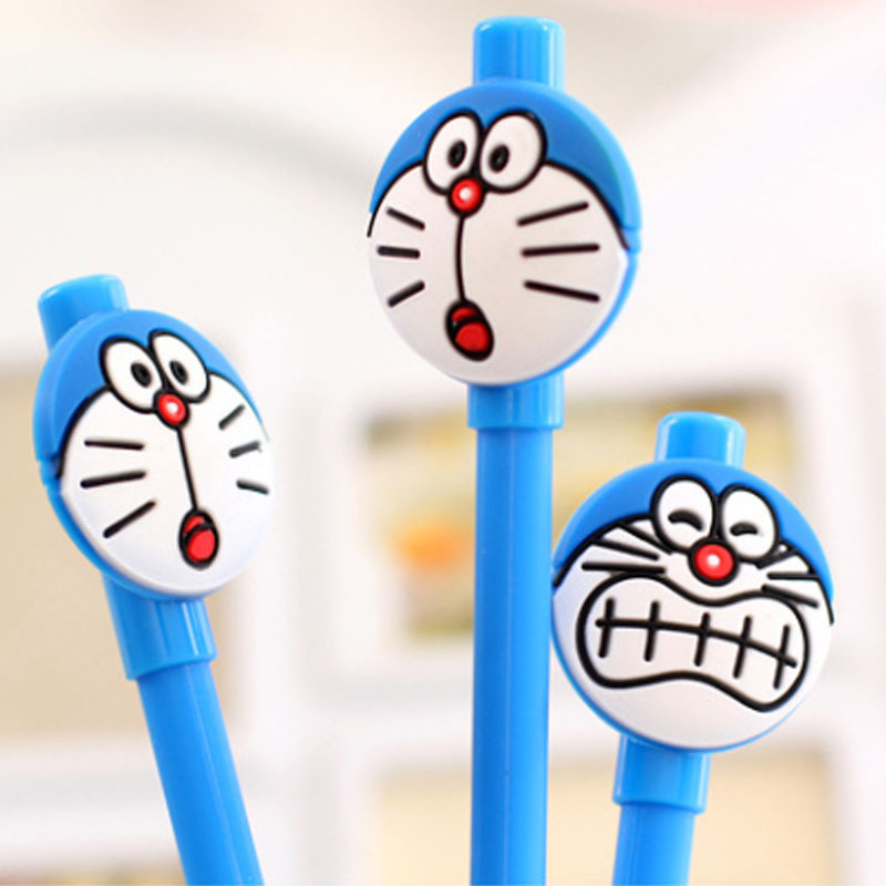 一件代发韩版水笔批发 可爱卡通叮当猫黑色中性笔哆啦a梦水性笔