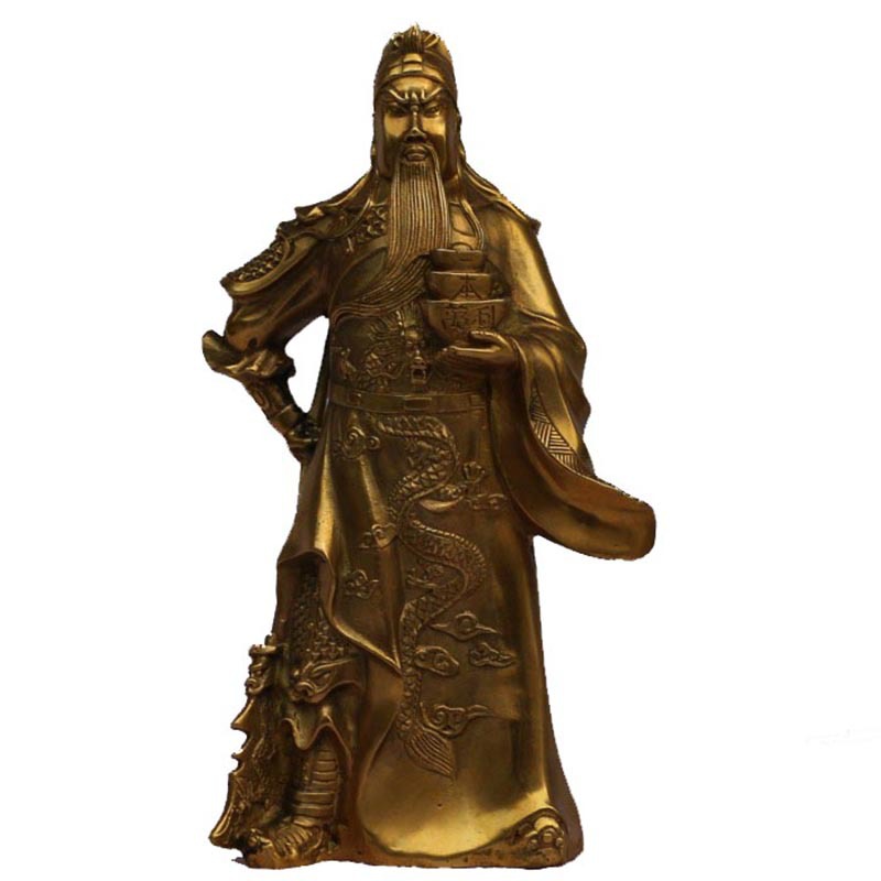 开光铜站关公摆件竖刀关公像武财神捋须关公关羽关圣帝君批发