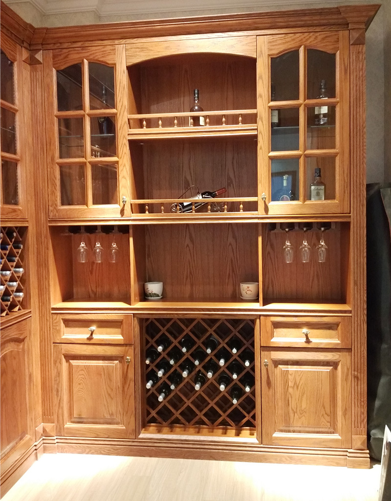 欧梦衣柜 北美高级红橡木多功能时尚高端整体酒柜定制厂家直销