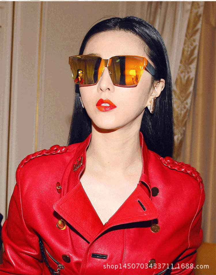 大框炫彩范爷同款太阳镜女士遮脸街拍潮流墨镜方形眼镜