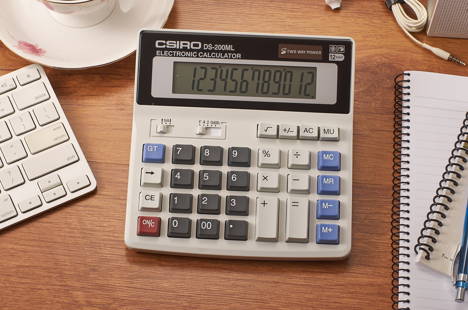 csiro/卡西欧计大号按键12位计算器ds-200ml太阳能计算器办公桌面