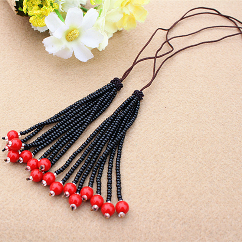 diy配件 朱砂毛衣链配件小黑珠流苏中国结穗子耳环配饰吊坠饰品