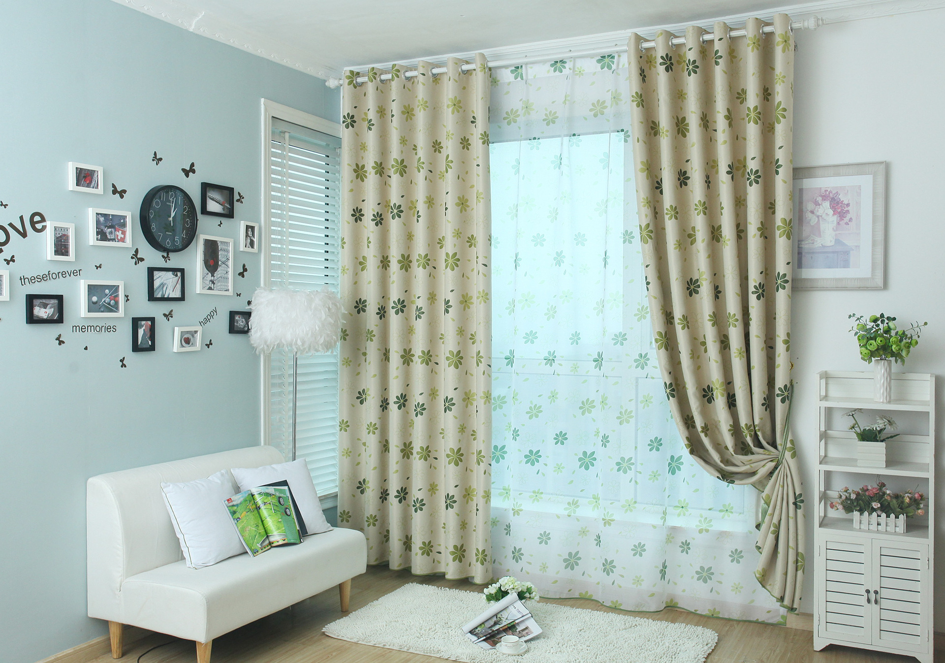 厂家直销七叶草窗帘简约涤纶印花窗帘布批发支持零剪小清新