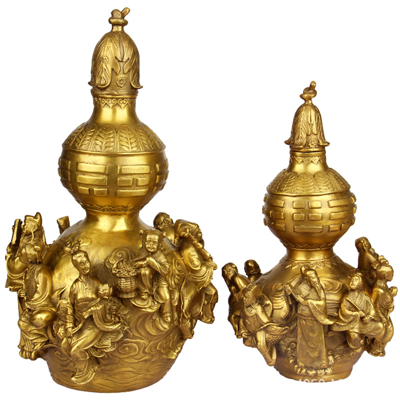 批发铜器铜葫芦摆件八仙过海办公桌摆件铜工艺品家居装饰品