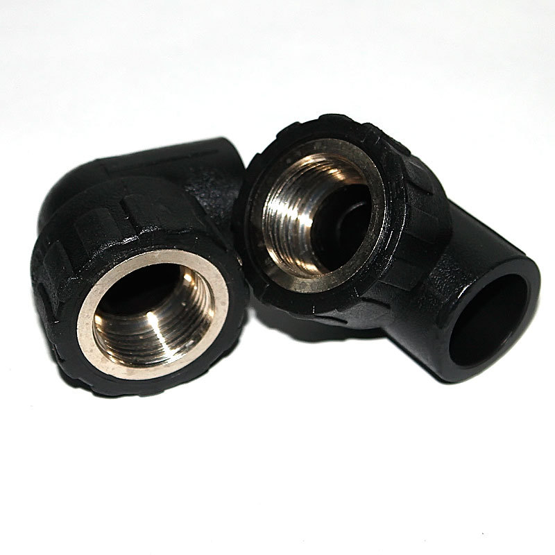 黑色pe内丝弯头90度内牙弯头 pe变径弯头异径承插式弯头