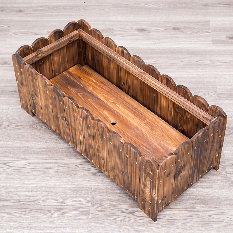 碳化防腐实木长方形花盆 家庭种植养花盆种菜花池阳台木盆户外