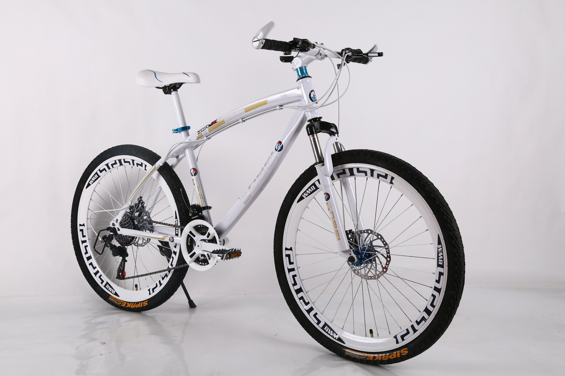 26寸山地车双碟刹山地车弯梁男女自行车50mm辐条轮山地车