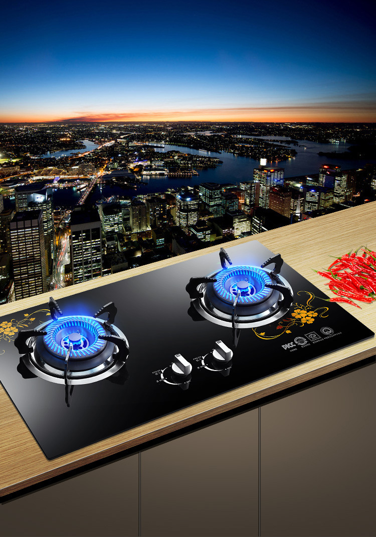 灶具嵌入式炉具灶台钢化玻璃对角花台嵌两用液化气天然气燃气灶