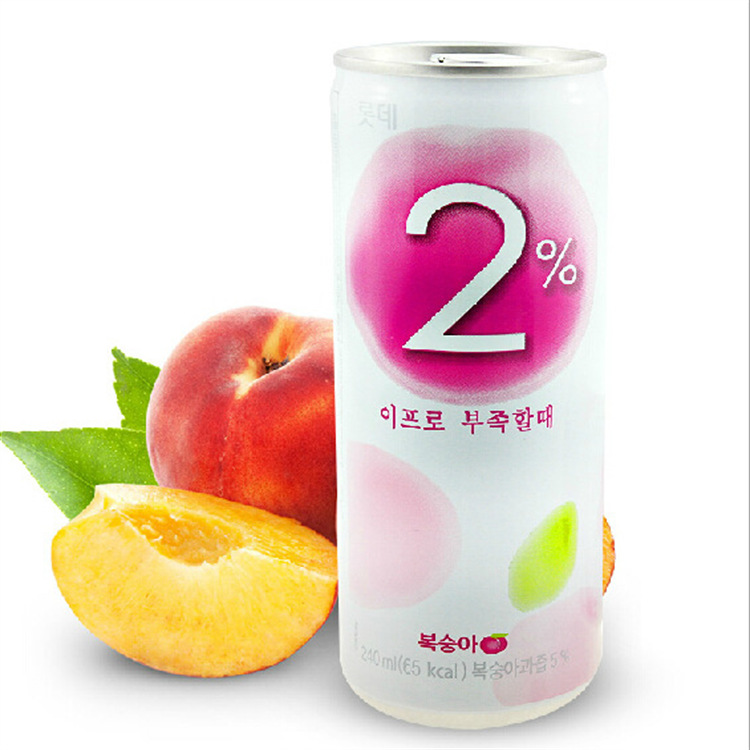 韩国进口食品饮料  乐天2%桃汁饮料240ml 水蜜桃果汁  果味饮品