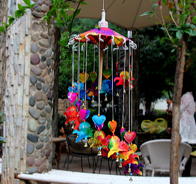 泰国工艺品七彩雨伞风铃挂饰特色家居挂件民族风手工纸风铃