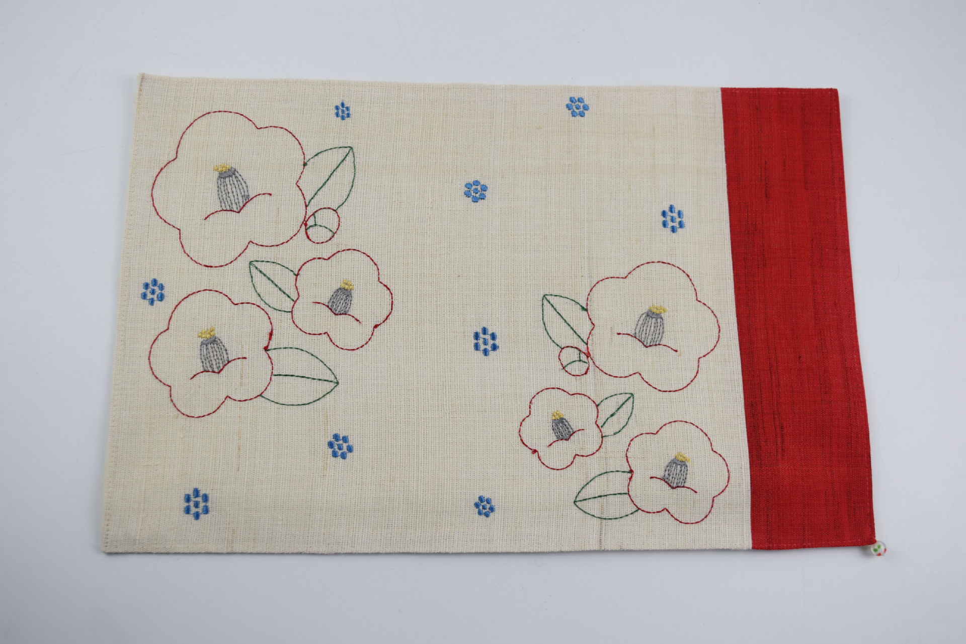 新品苎麻餐垫 纯日式双层夏布绣花餐垫 天然手工苎麻 出口款式