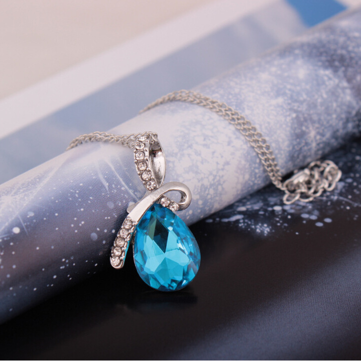 k303 韩国版吊坠饰品批发 天使之泪水晶吊坠锁骨项链