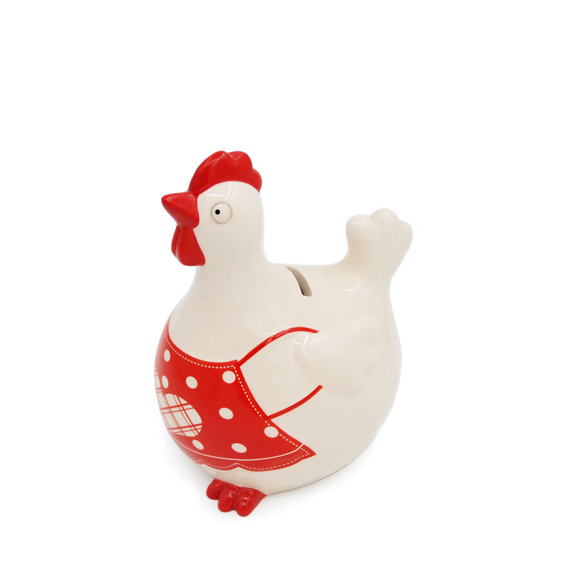 陶瓷手绘公鸡储蓄罐 母鸡储蓄罐 卡通动物十二生肖陶瓷存钱罐