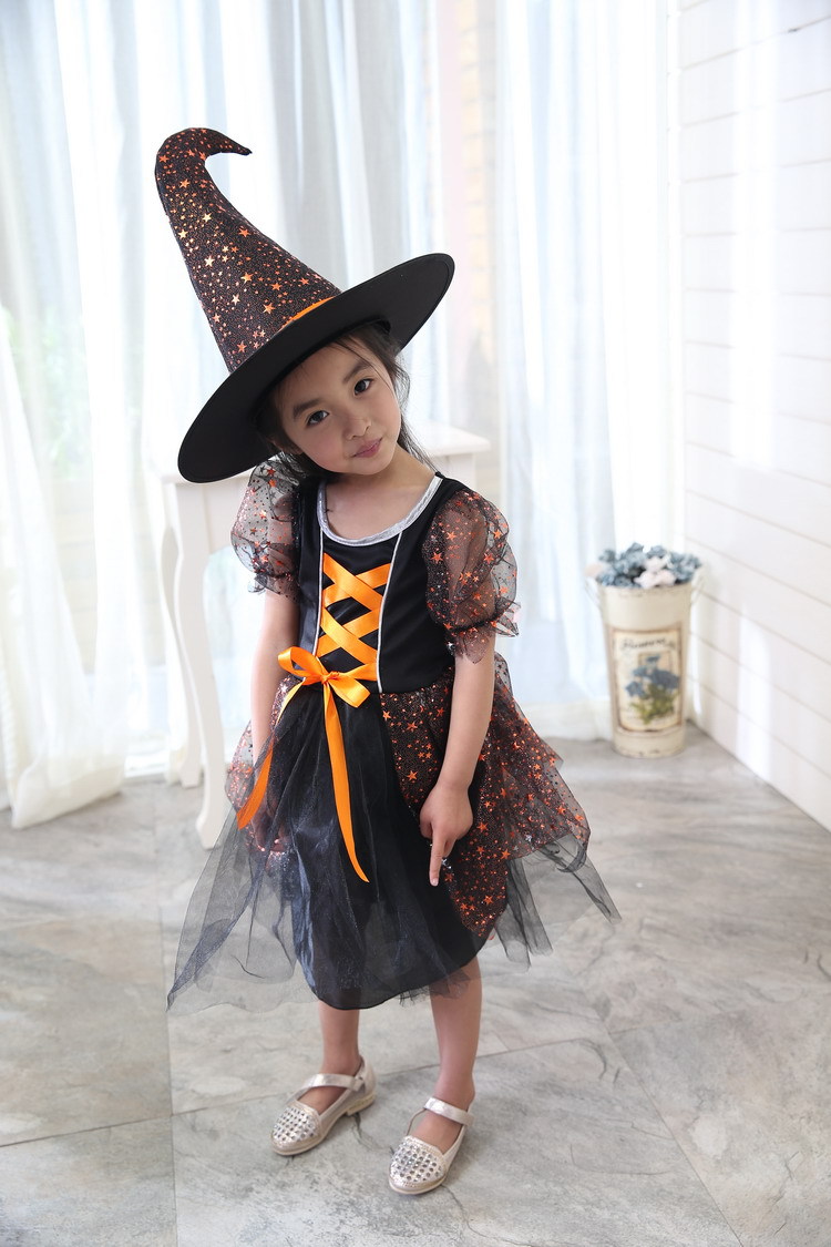 万圣节 表演服演出服装扮服 橘色可爱小巫