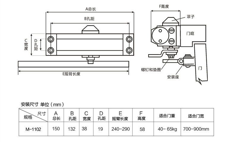 湖南闭门器厂家直销 批发自动液压缓冲闭门器 关门器自动闭门器
