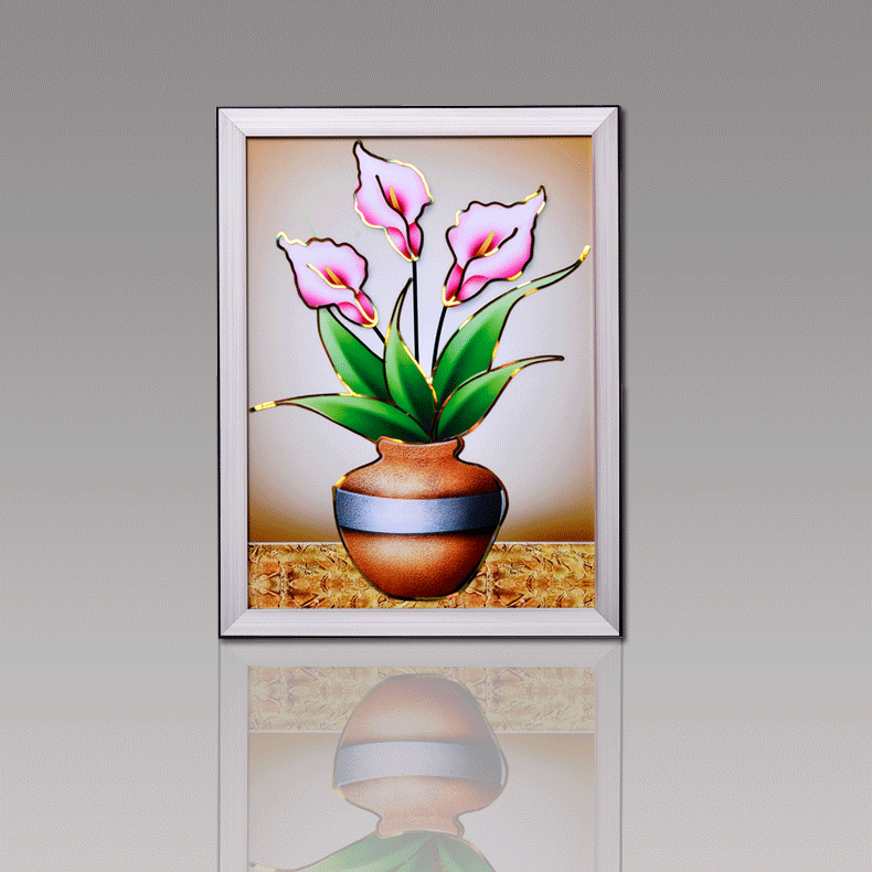 厂家供应工艺画 现代家居客厅挂画壁画金丝冰晶画 工艺画画批发