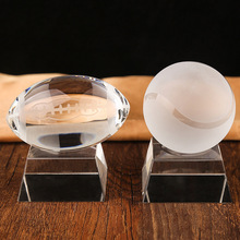 水晶橄榄球摆件 K9水晶光球运动会颁奖礼品批发制作星系 源头厂家