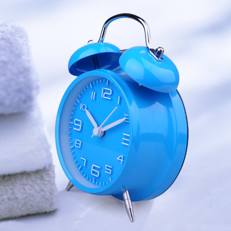 批发 优质时尚简约立体闹钟 超静音带夜光四寸双铃闹钟 学生闹钟