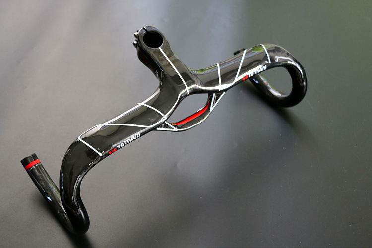 正品temani 新款全碳纤维公路自行车车把一体把弯把 带装码表架