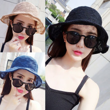 夏季新款太阳帽韩国帽子女士可折叠户外渔夫帽度假盆帽防晒遮阳帽
