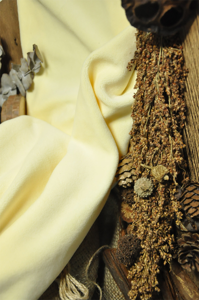 银狐绒经编超柔海岛 羊胎绒 超厚单面绒保暖面料深奶黄a