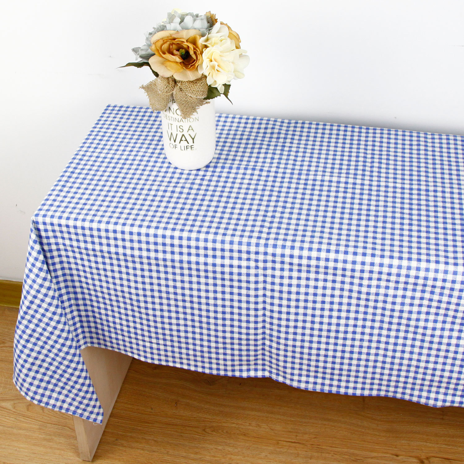 涤棉桌布布艺格子茶几布长方形拍摄背景美图文艺家居