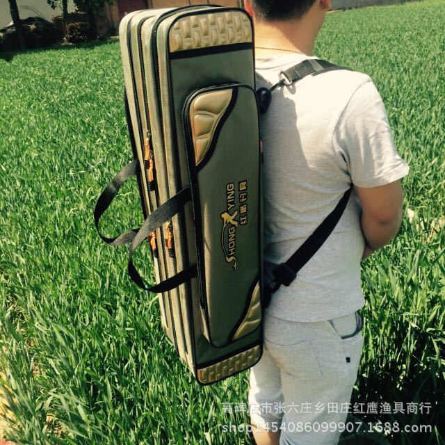 厂家批发红鹰渔具包 防水钓鱼包 80cm三层鱼杆包 鱼竿
