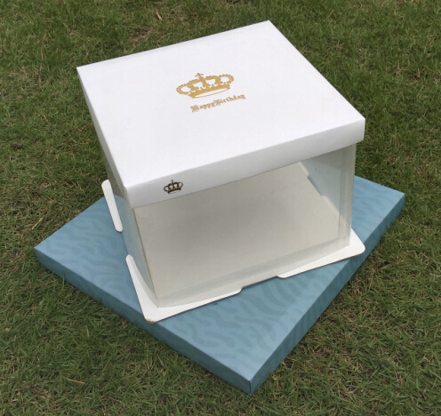 蛋糕盒皇冠透明微高双层单层蛋糕盒定制logo蛋糕盒定做 现货批发