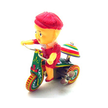 PS013响铃小孩骑车 怀旧主题个性摆件 创意礼品 铁皮玩具批发