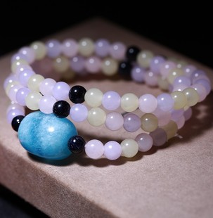 天然彩色三色玉髓手链 女款时尚玉髓手串 甜美小清新 送女友礼物