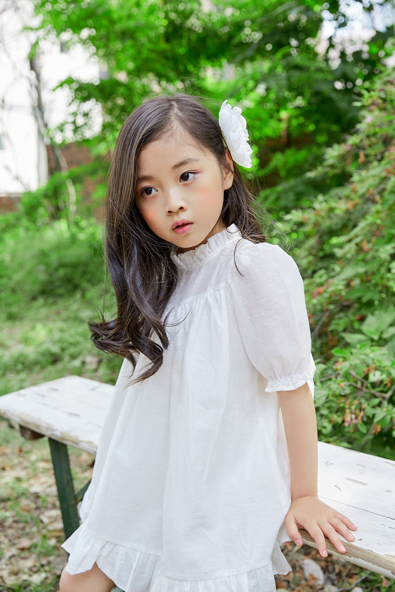 女童连衣裙 2017新款夏季童装 棉麻韩版短袖公主裙 一件代发z
