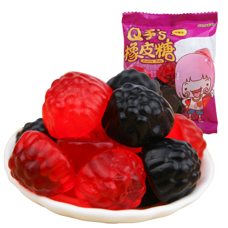 ecoro怡可诺黑加仑大莓子水果味橡皮糖散装批发5公斤q子系列