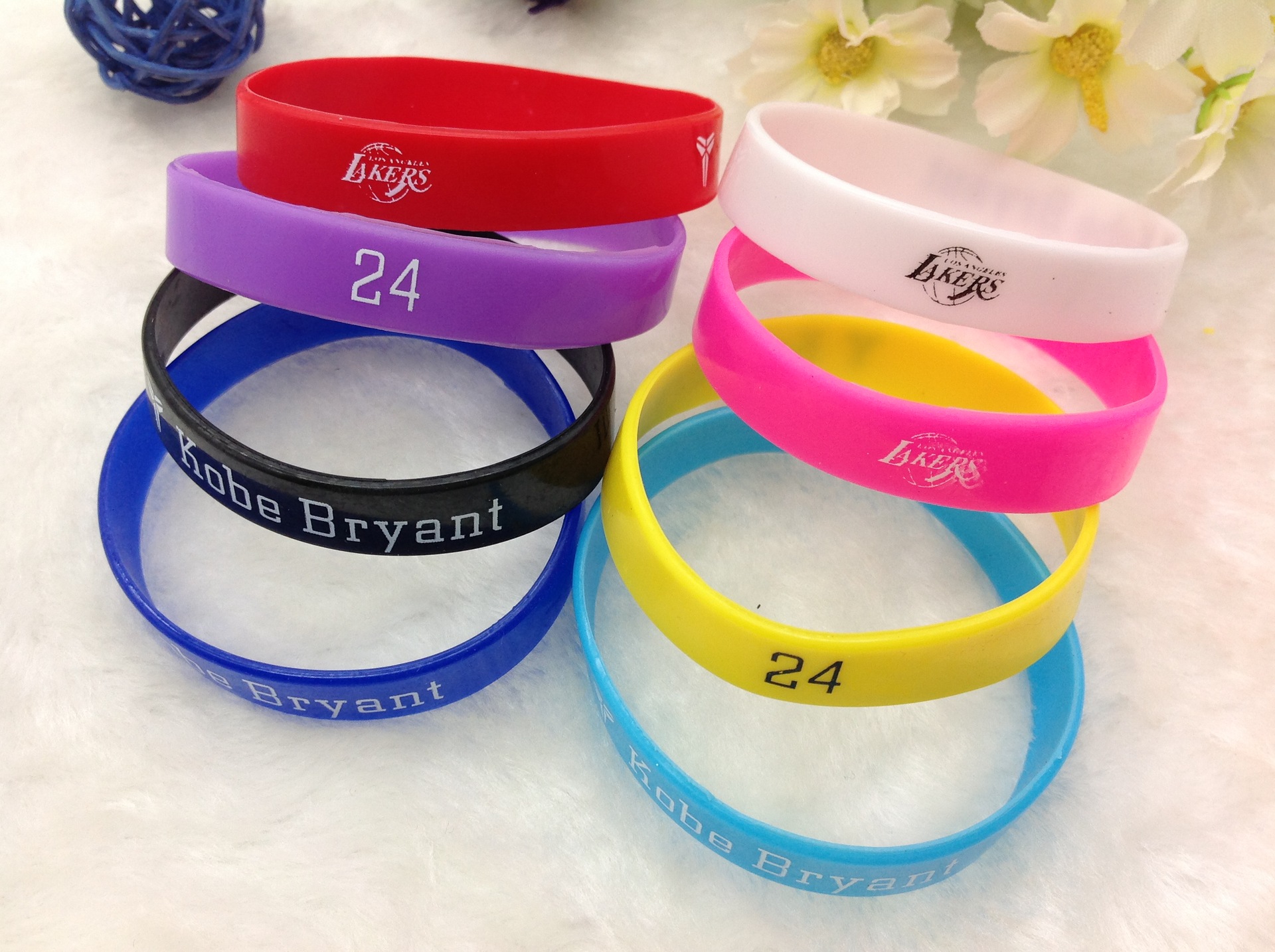 湖人队科比24号篮球运动手环 nba硅胶手环手带批发订做