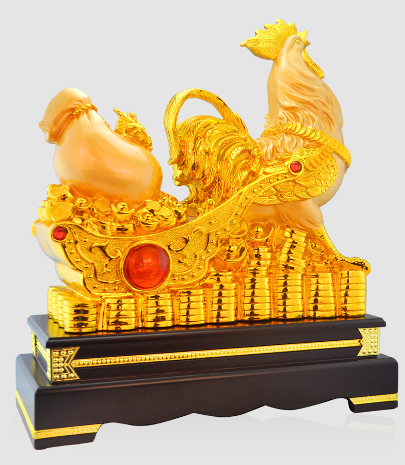 开光金鸡招财摆件生肖鸡代代发财大号工艺品家居装饰客厅开业礼.