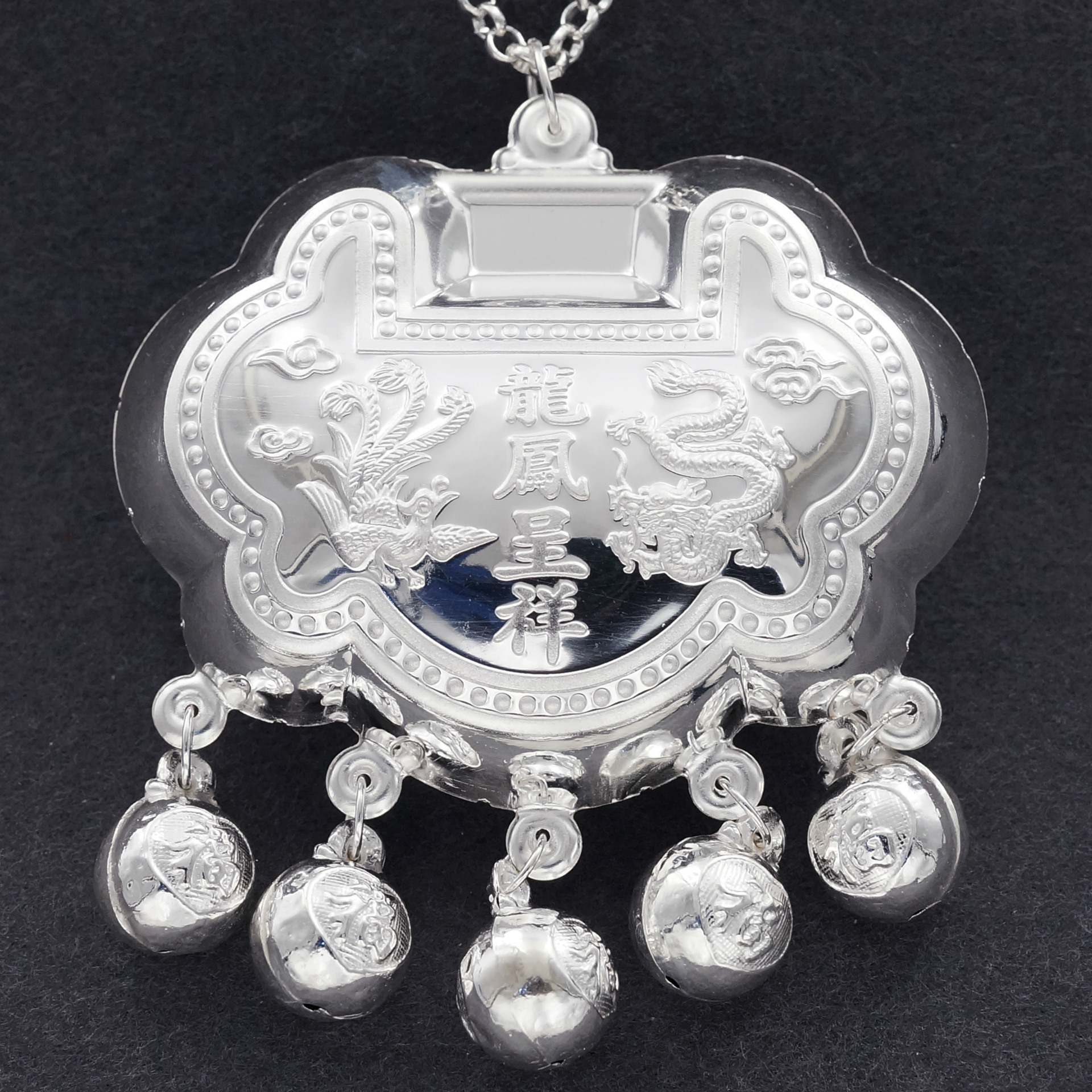 足银990新款特大银锁 民族风纯银宝宝儿童小孩婴儿银锁 厂家批发