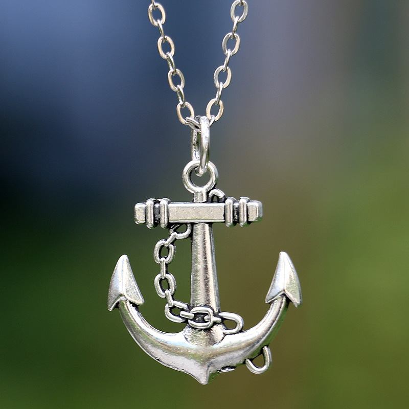 速卖通热销简约时尚个性船锚男式项链 合金吊坠船锚项链