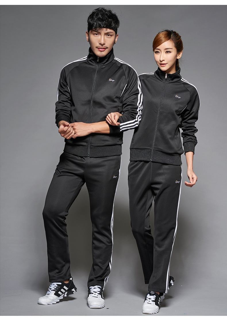 条纹情侣运动套装春秋学生休闲运动套装长袖户外印字校服班服定制