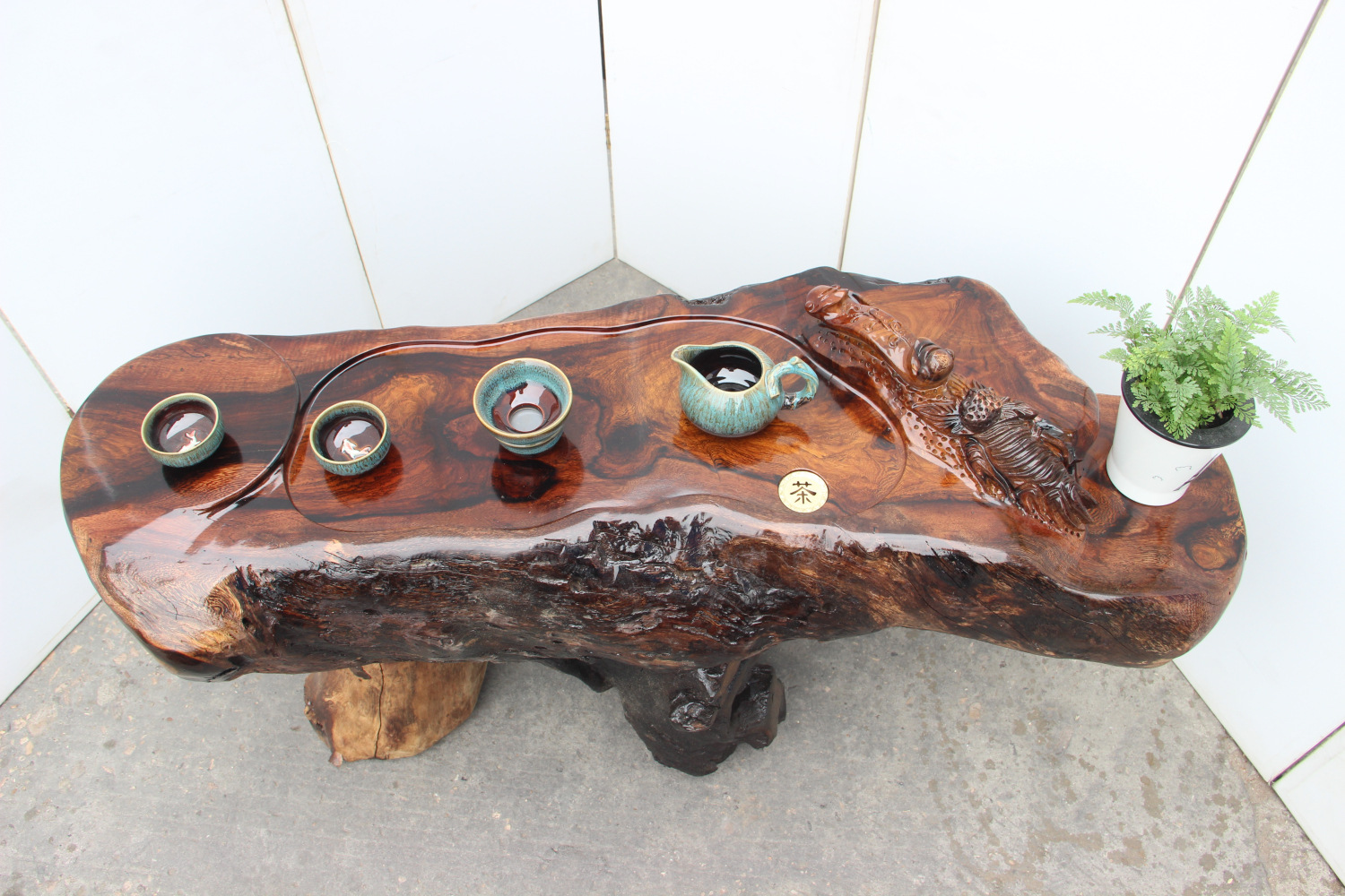 鸡翅木根雕茶几 原木树桩雕刻茶桌实木树头茶海功夫茶艺 树根茶台
