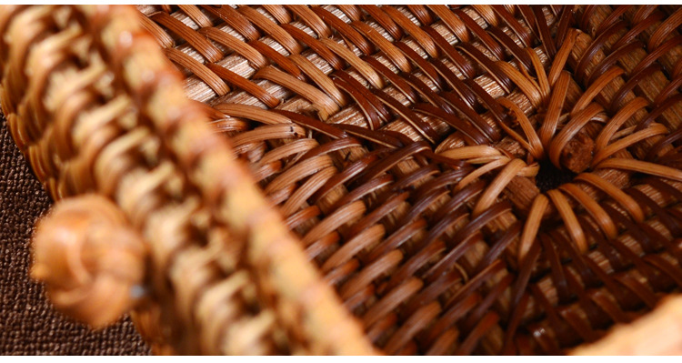 越南藤编茶叶盒 手工秋藤编制木片收纳盒 批发工艺品整理盒