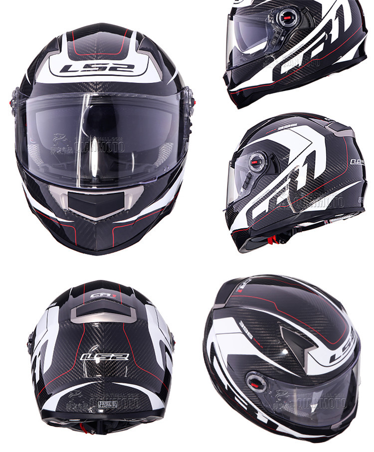 ls2双镜片摩托车头盔男女全覆式ff396碳纤维全盔跑盔机车安全气囊