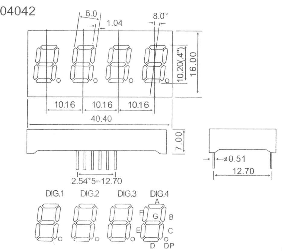 4英寸 四位 高亮红 数码管