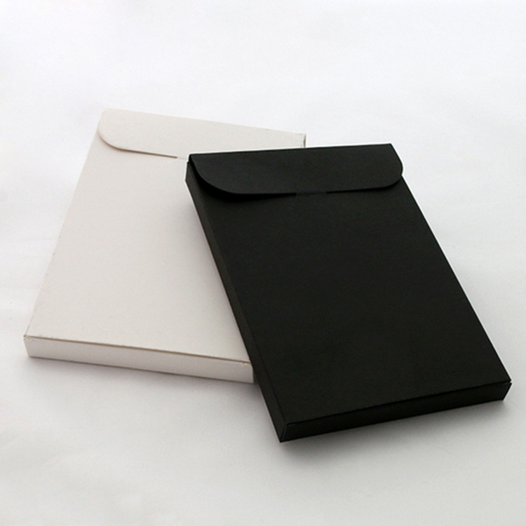 精美白卡纸 立体黑白两色信封包装纸盒 明信片包装盒 定制