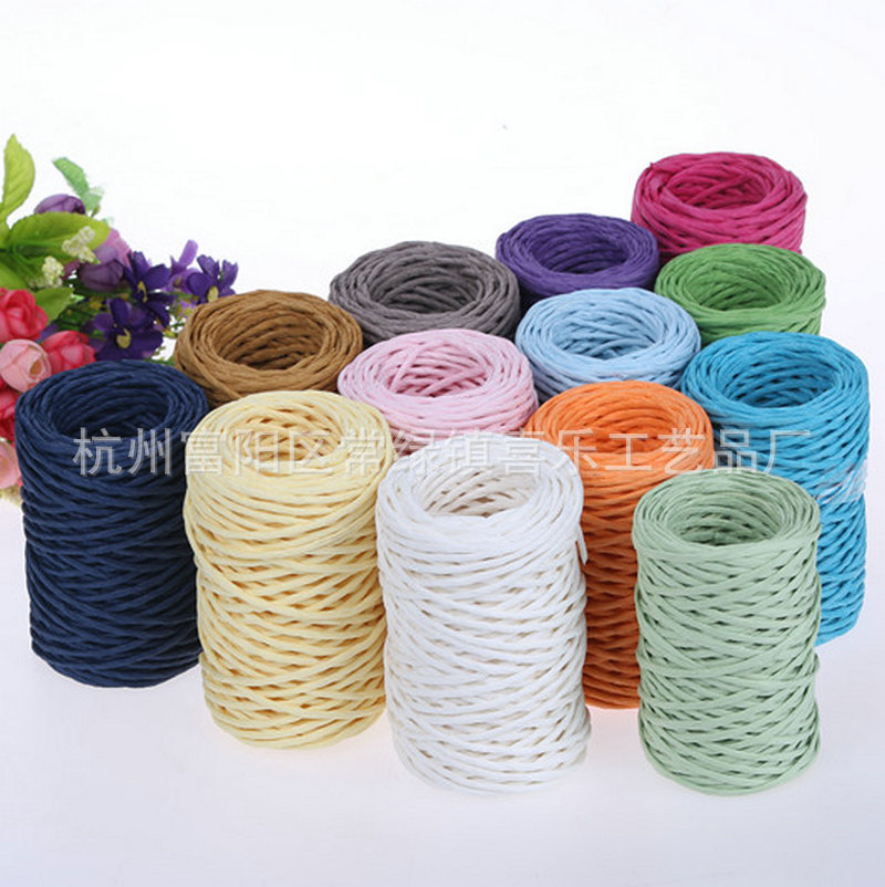 Manufacturer 50M Non-Iron Wire Woven Paper Rattan DIY Ingredients Color Paper String Decorative Basket