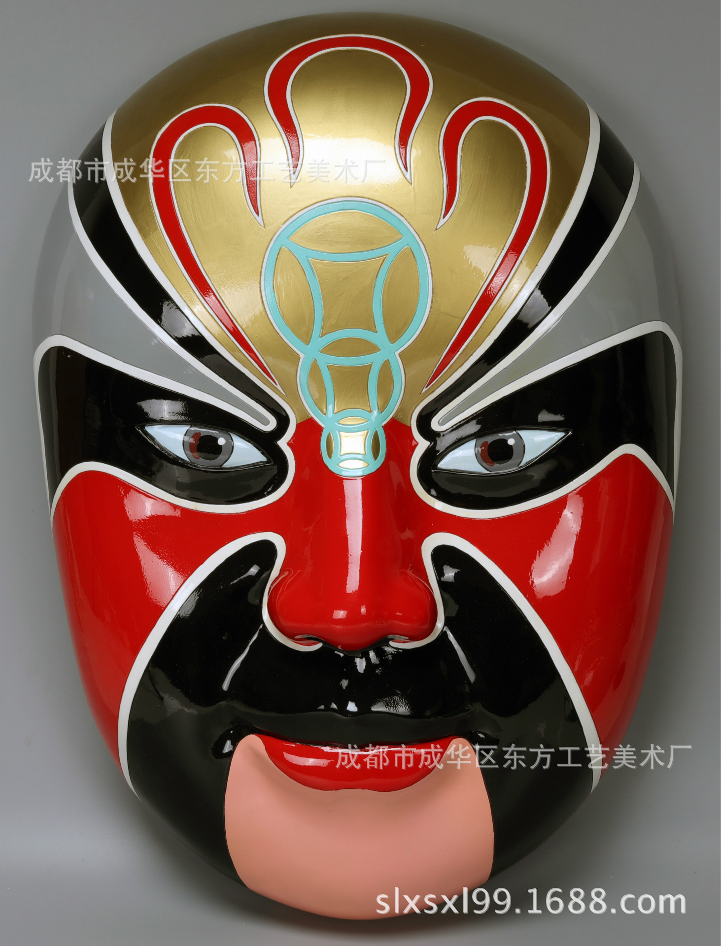 东方工艺意美术厂直批半米高纯手工重彩绘制京剧脸谱主题墙面装饰