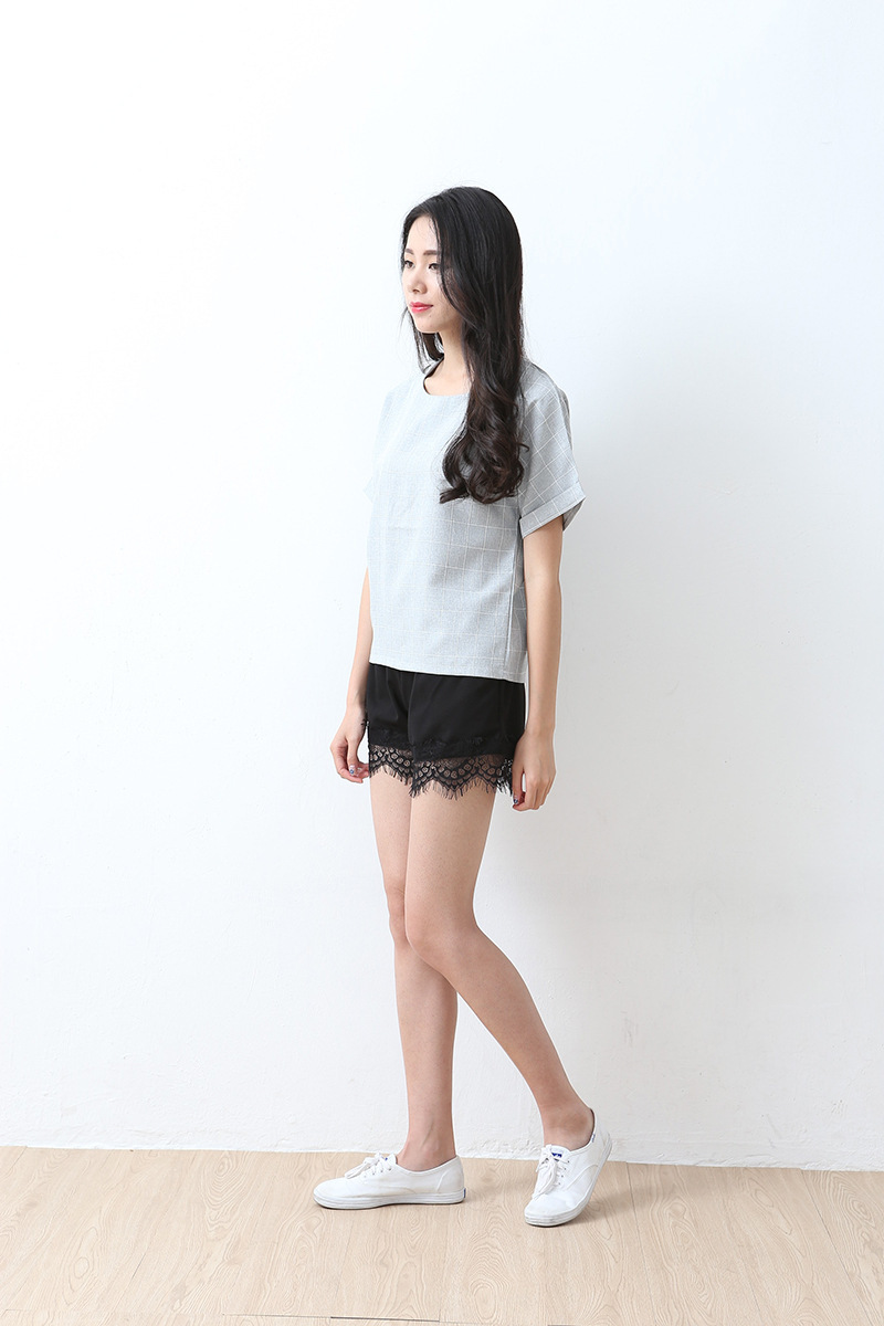 夏季短裤女棉麻睫毛安全裤蕾丝花边防走光宽松大码打底裤外穿