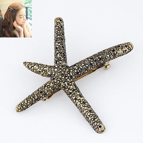 可爱复古气质海星弹簧夹发卡边夹顶夹鸭嘴夹一字发夹