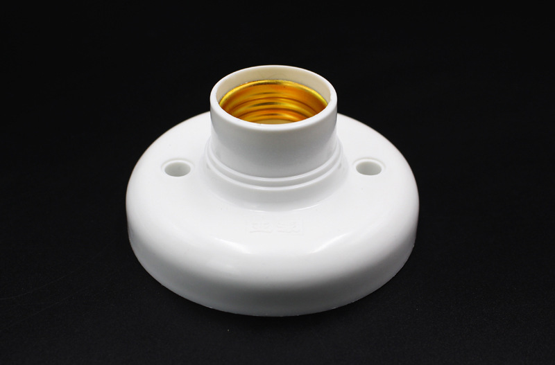 e27螺口灯座 底座 圆形螺旋灯口 led灯泡灯座 阻燃材料底座