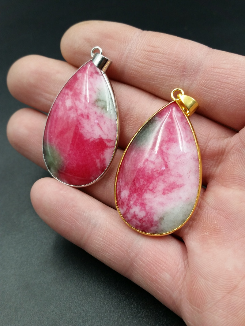 天然玉石桃花玉水滴玉挂件粉色玉石水滴吊坠玉挂件批发