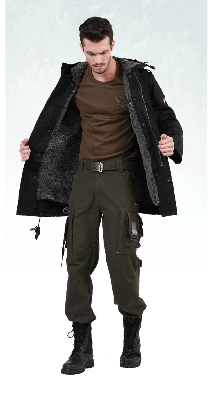 军野行户外军迷男装 德国候 德军两穿纯棉驼绒大衣